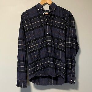 Barbour Classic Tartan Plaid Flannel Dark Checkered Tailored Fit Shirt